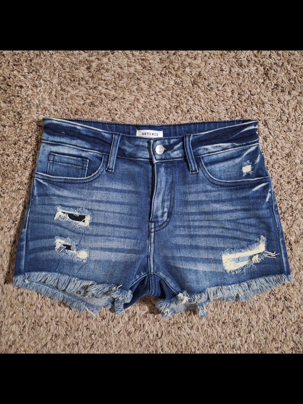 Artemis Vintage Distressed High Rise Denim Shorts Frayed Hem 5/26